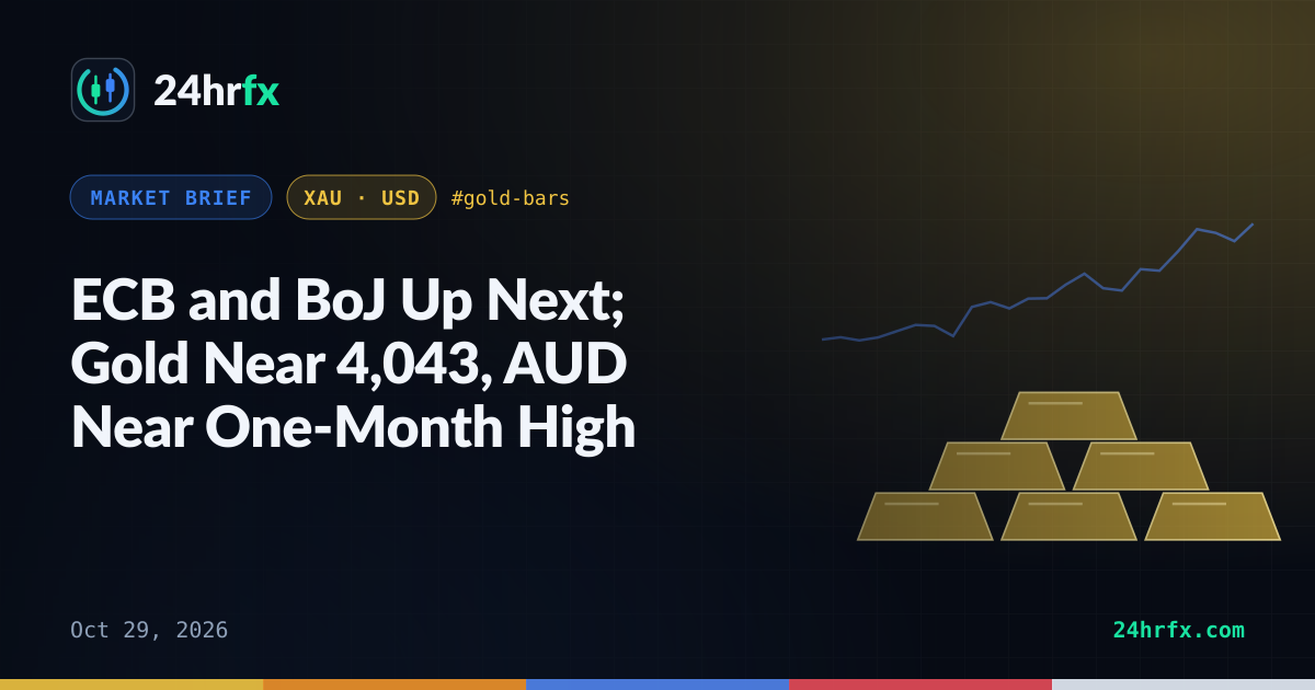 ECB and BoJ Up Next; Gold Near 4,043, AUD Near One-Month High
