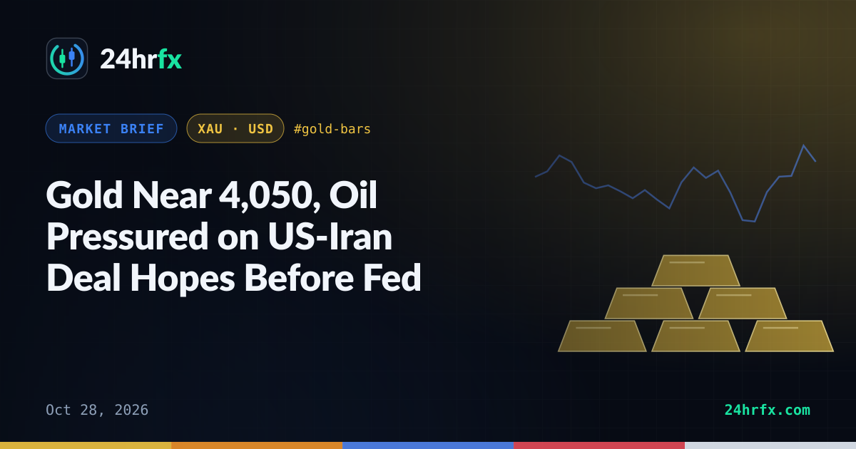 Gold Near 4,050, Oil Pressured on US-Iran Deal Hopes Before Fed