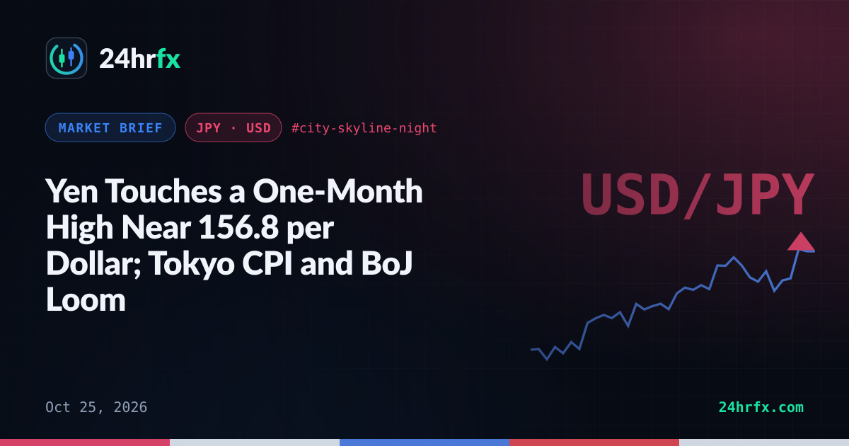 Yen Touches a One-Month High Near 156.8 per Dollar; Tokyo CPI and BoJ Loom